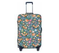 Coperture per bagagli da viaggio, elastiche, con volpi e uccelli nella foresta, protezione per valigie, 45-81 cm, Nero , x-large