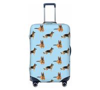 Coperture per bagagli da viaggio, motivo pastore tedesco, blu, elastiche, per valigie, 45-81 cm, Nero , M
