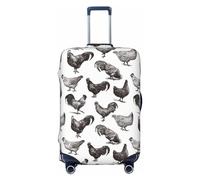 Coperture per bagagli da viaggio - Pollo schizzo nero bianco elastico copertura per valigie protezione per bagagli 45-81 cm, Nero , S