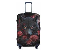 Coperture per bagagli da viaggio - Rose Full Moon Black Wolf Elasticità Copertura protettiva per bagagli 45-81 cm, Nero , L