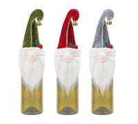 Coperture per bottiglie di vino,coperture per bottiglie di vino - Costume da vino 3X per bottiglia di champagne - Copribottiglie di vino natalizie, gnomi svedesi Tomte, borse di vino natalizie per Cap