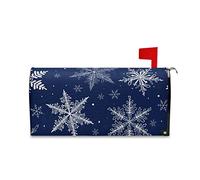 Coperture per cassette postali blu con fiocchi di neve di Natale Copertine magnetiche per cassette postali di Natale Involucri per posta invernali Dimensioni standard Coperture per cassette delle le