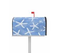 Coperture per cassette postali blu estive magnetiche, dimensioni standard 18,5 x 21,7 pollici, stelle marine bianche, oceano, vita marina, decorazioni costiere per cassette postali, per giardino, cor