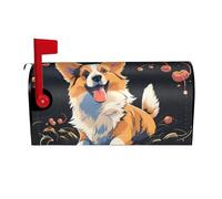 Coperture per cassette postali con cane Corgi su sfondo scuro, avvolgimenti magnetici, copertura per cassetta postale, decorazione per la casa, giardino, 25,5x21 pollici