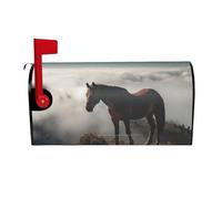 Coperture per cassette postali con cavallo in cima a una montagna nebbiosa, avvolgimenti magnetici, copertura per cassetta postale, decorazione per la casa, giardino, 25,5x21 pollici
