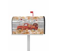 Coperture per cassette postali "Date Grazie a tutti", magnetiche, dimensioni standard 21 x 25,5 pollici, camion rosso, foglia autunnale, fiore, venature del legno, decorative, per giardino, cortile,