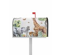 Coperture per cassette postali magnetiche con animali della giungla, dimensioni standard 21 x 25,5 pollici, giraffa, zebra, elefante, tigre, pianta tropicale delle Hawaii, decorazione per giardino, c