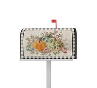 Coperture per cassette postali magnetiche per il Ringraziamento autunnale, dimensioni standard 21 x 25,5 pollici, motivo: zucca, floreale, foglie di eucalipto, plaid bianco e nero, decorative, per