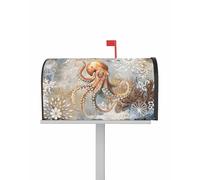 Coperture per cassette postali magnetiche retrò astratte con polpo oceanico, dimensioni standard 21 x 25,5 pollici, decorazioni per cassette postali decorative con vita marina, stelle marine e, per