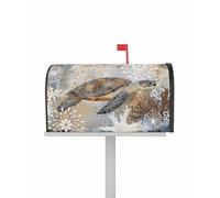 Coperture per cassette postali magnetiche retrò astratte con tartaruga marina, dimensioni standard 21 x 25,5 pollici, decorazioni per cassette postali decorative con vita marina, stelle marine e, pe