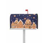 Coperture per cassette postali natalizie magnetiche di dimensioni standard 18,5 x 21,7 pollici, caramelle, casetta di pan di, sfondo blu neve, decorazione per cassetta postale, per giardino, cortile