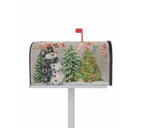 Coperture per cassette postali natalizie magnetiche di dimensioni standard 18,5 x 21,7 pollici, con pupazzo di neve, fiocchi di neve, albero di pino, calze, campane, grigio, decorazione per cassetta