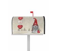 Coperture per cassette postali natalizie magnetiche di dimensioni standard 21 x 25,5 pollici, gnomo di Natale rosso, cuore d'amore, pino, scena di neve, decorazione per cassetta postale, per giardino