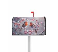 Coperture per cassette postali Winter Birds magnetiche di dimensioni standard 21 x 25,5 pollici, fiocchi di neve natalizi, bacche rosse, cuore d'amore, decorazione per cassetta postale, giardino, cor