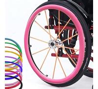 Coperture per cerchioni di sedia a rotelle, Copertura antiscivolo in silicone resistente all'usura for la spinta della mano della sedia a rotelle, for migliorare la presa e la trazione(Pink,24in)