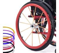 Coperture per cerchioni di sedia a rotelle, Copertura antiscivolo in silicone resistente all'usura for la spinta della mano della sedia a rotelle, for migliorare la presa e la trazione(Red,24in)