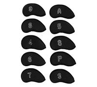 Coperture per il golf del club di golf Cover per palo di ferro protettivo 10 pezzi Mesh tessuto traspirante (NERO)