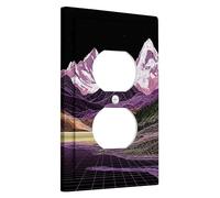 Coperture per interruttori della luce del paesaggio di montagna, picchi viola e pesca per la decorazione domestica, accenti da parete eleganti, piastre termoplastiche di dimensioni standard presa