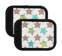Coperture per maniglie dei bagagli, colorate stelle di Natale, antiscivolo, coperture protettive per maniglie per valigie, da portare avanti, Stelle di Natale colorate, Set of 4
