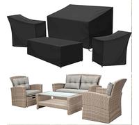 Coperture per mobili da esterno, Set di coperture for mobili da giardino, set 4 pezzi, argento e nero(Black 4pcs)