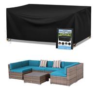 Coperture per Mobili da Giardino, 420D Oxford Copertura Tavolo Sedie Esterno Telo Copri Tavoli da Terrazza Quadrato Impermeabile Anti-UV Antivento Copertura da Tavolo da Giardino 250x200x80cm