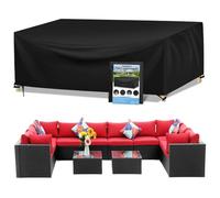 Coperture per Mobili da Giardino, 420D Oxford Copertura Tavolo Sedie Esterno Telo Copri Tavoli da Terrazza Quadrato Impermeabile Anti-UV Antivento Copertura da Tavolo da Giardino 350x260x90cm