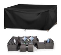 Coperture per Mobili da Giardino, 420D Oxford Copertura Tavolo Sedie Esterno Telo Copri Tavoli da Terrazza Quadrato Impermeabile Anti-UV Antivento Copertura da Tavolo da Giardino 250x250x90cm