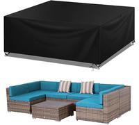Coperture per Mobili da Giardino, 420D Oxford Copertura Tavolo Sedie Esterno Telo Copri Tavoli da Terrazza Quadrato Impermeabile Anti-UV Antivento Copertura da Tavolo da Giardino 200x200x85cm
