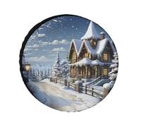 Coperture per pneumatici con scena natalizia invernale felice, impermeabili, anti UV, 26 pollici, per asse singolo, per camper, camion, SUV, rimorchio, universale, per tutte le stagioni