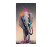 Coperture per porta d'ingresso a forma di elefante in stile cartone animato, striscione di benvenuto, grande sfondo divertente, decorazioni per appendere interni ed esterni e buoni regali di primavera