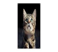 Coperture per porta d'ingresso a forma di gatto, striscione di benvenuto, grande sfondo divertente, decorazioni per appendere interni ed esterni e buoni regali di primavera per gli amici