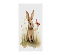 Coperture per porta d'ingresso con coniglio e farfalla, banner per porta di benvenuto, grande sfondo divertente, decorazioni per appendere interni ed esterni e buoni regali di primavera per gli amici