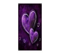 Coperture per porta d'ingresso con cuori viola banner di benvenuto grande divertente sfondo banner decorazioni per appendere interni ed esterni e buoni regali di primavera per gli amici