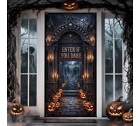Coperture per porta d'ingresso in stile gotico Haunted Mansion per | Motivi del teschio, Banner del portico, Paesaggio del cimitero, Architettura gotica spettrale, Tema del palazzo infestato