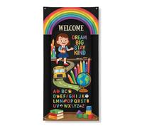 Coperture per porte arcobaleno decorative, educative, colorate, matite per il ritorno al campus, colore nero, con corda, copertura per porta d'ingresso, portico, ingresso, feste interne ed esterne, 91