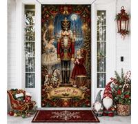 Coperture per porte con scena delle fiabe invernali, 91,4 x 182,9 cm | Targa per porta d'ingresso, con ballerina di ballerina, scena fiabesca invernale, decorazione tradizionale per le vacanze