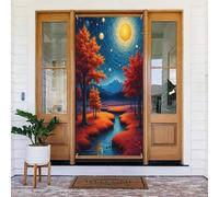 Coperture per porte con stampa astratta con luna autunnale, decorativa, per interni ed esterni, primavera, estate, autunno, inverno, Halloween, Natale, decorazioni per la casa