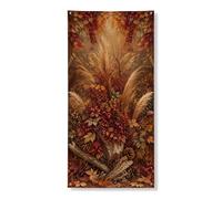 Coperture per porte decorative, rustiche bacche naturali erbe, marrone autunnale, con corda, striscione per porta d'ingresso, portico, ingresso, feste interne ed esterne, 91 x 182 cm