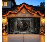 Coperture per porte di garage a tema tunnel industriale per bunker, 390 x | tema bunker industriale, banner porta garage, tunnel sotterraneo, sfondo atmosferico cinematografico