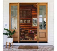 Coperture per porte di Natale per porta d'ingresso, divertente capanna di tronchi all'interno autunno inverno copertura per porta da appendere sfondo per esterni interni ed esterni veranda decorazioni