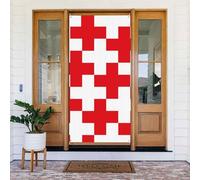 Coperture per porte di Natale per porta d'ingresso, divertente croce rossa 1 autunno inverno copertura per porta banner appeso sfondo per esterni interni vigilia portico decorazioni da parete