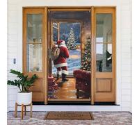 Coperture per porte di Natale per porta d'ingresso, divertente decorazione natalizia per porta di Babbo Natale autunno inverno banner da appendere per esterni interni ed esterni veranda decorazioni da