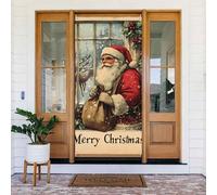 Coperture per porte di Natale per porta d'ingresso, divertente decorazione natalizia retrò con Babbo Natale autunno inverno banner da appendere per esterni interni ed esterni veranda decorazioni da