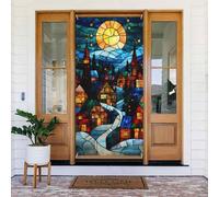 Coperture per porte di Natale per porta d'ingresso, divertente decorazione natalizia retrò geometrica per casa autunnale inverno banner da appendere per esterni interni ed esterni veranda decorazioni