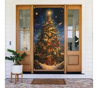 Coperture per porte di Natale per porta d'ingresso, divertente e ricco albero di Natale autunno inverno, copertura per porta da appendere, sfondo per esterni, interni, portico, vigilia, decorazioni da