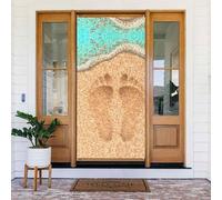 Coperture per porte di Natale per porta d'ingresso, divertente impronta sulla spiaggia, autunno inverno, sfondo da appendere, per esterni, interni, verande, portico, decorazioni da parete, forniture