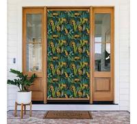 Coperture per porte di Natale per porta d'ingresso, divertente leopardo della giungla giallo autunno inverno copertura per porta da appendere sfondo per esterni interni ed esterni veranda decorazioni