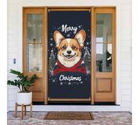 Coperture per porte di Natale per porta d'ingresso, divertente maglione con sorriso natalizio per cani autunno inverno copertura per porta da appendere sfondo per esterni interni portico vigilia