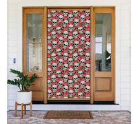 Coperture per porte di Natale per porta d'ingresso, divertente teschio e rose, per autunno e inverno, da appendere, per esterni, interni, verande, portici, decorazioni da parete, 1,8 x 0,9 m