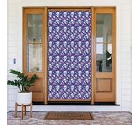 Coperture per porte di Natale per porta d'ingresso, divertente teschio rosa viola fiore autunno inverno copertura per porta da appendere sfondo per esterni interni ed esterni veranda decorazioni da